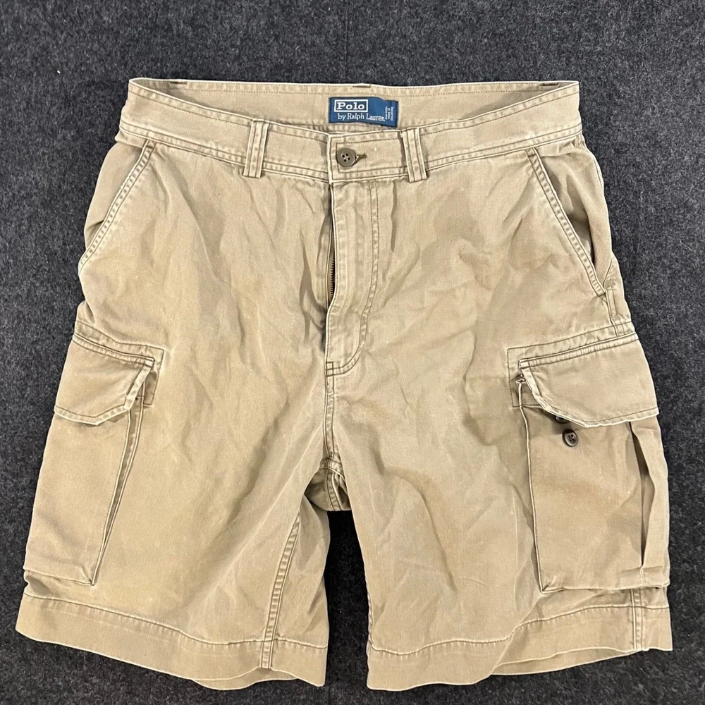 Polo Ralph Lauren Cargo Shorts Mens 33 Khaki Tan Classic 67 Chino Utility Rugged